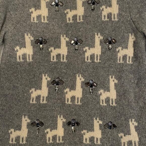 J. Crew Llama Embellished Gray Sweater Size Small - Picture 4 of 5